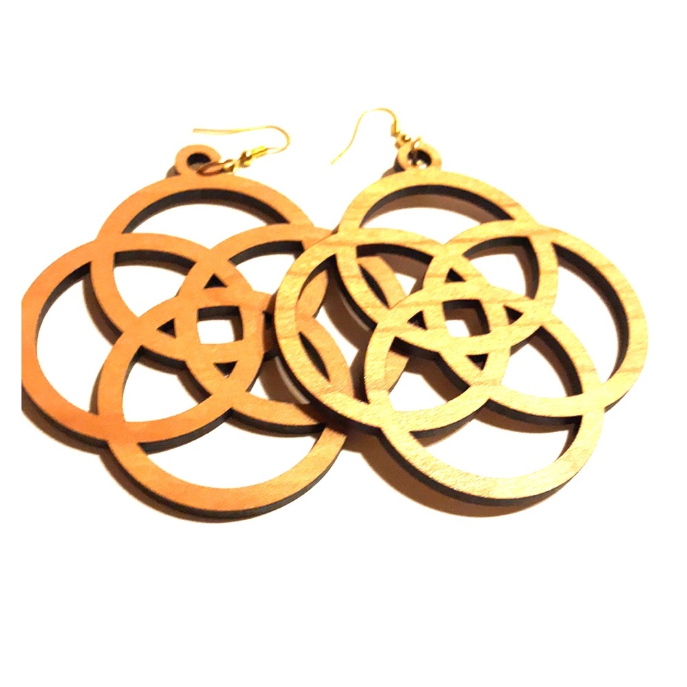 Jewelry, Cherry Wood Circles Drop Earrings